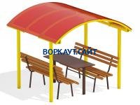 Стол и лавки под навесом МАФ 4005 в Москве