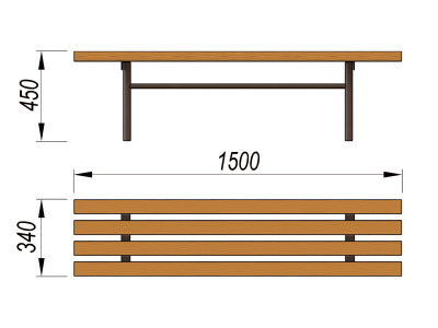 Лавочка без спинки МАФ 1601 в Москве