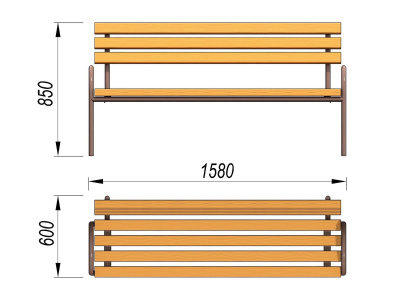 Парковая лавочка со спинкой МАФ 1605 в Москве