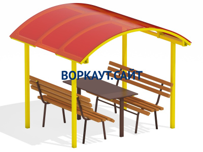 Стол и лавки под навесом МАФ 4005 в Москве